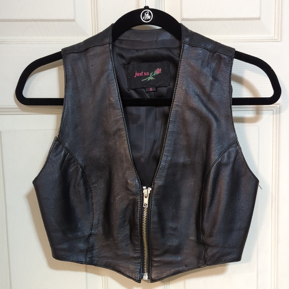 Just Us size small  Black Leather Vest